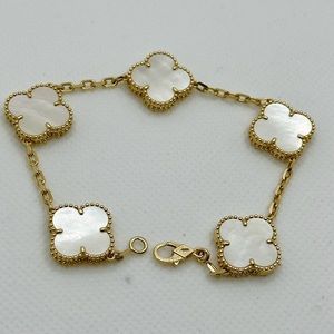 VCA Inspired/Mirror copy. 18KPure Stamp Solid Gold. Mother of Pearl Bracelet